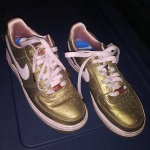 Metallic gold and powder pink air force 1